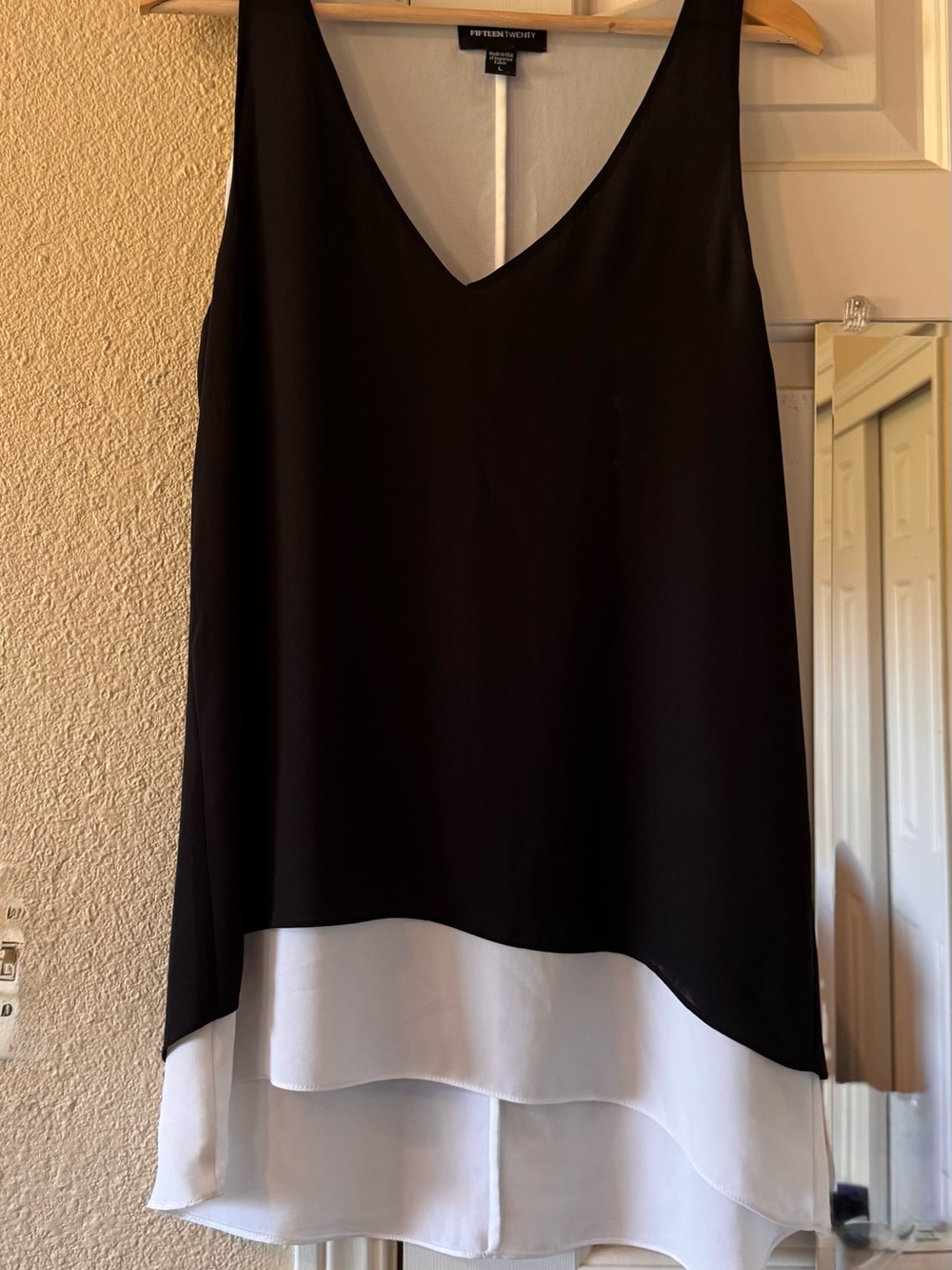 Petite Sophisticate Black and White Layered V-Neck Camisole